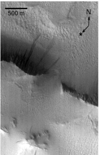 Image 1. A portion of a Mars Orbiter Camera image taken on 1999-10-28. 